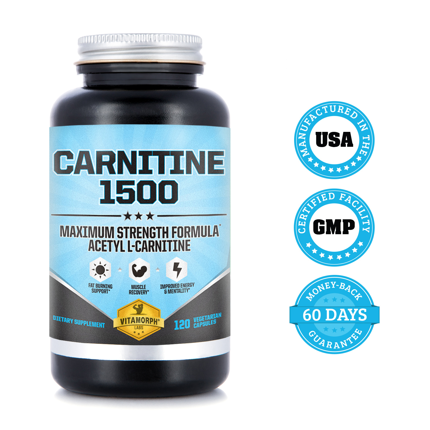 Carnitine 1500 1500mg Acetyl LCarnitine Supplement 120 Vegetarian