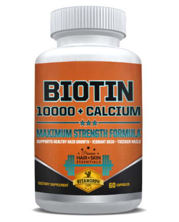 biotin 10000 mcg calcium hair skin nails capsule supplement front