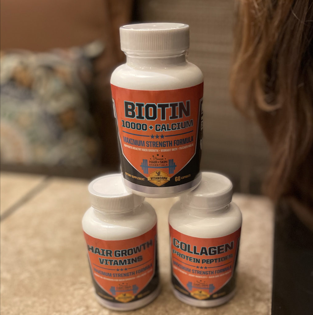 biotin 10000 mcg + calcium collagen protein peptides hair skin nail growth vitamins capsule supplements lifestyle image